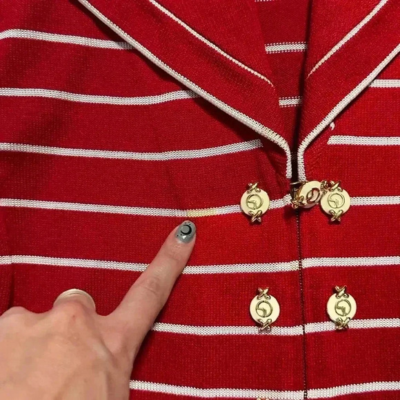 St. John Red Striped Jacket - Picture 5 of 6